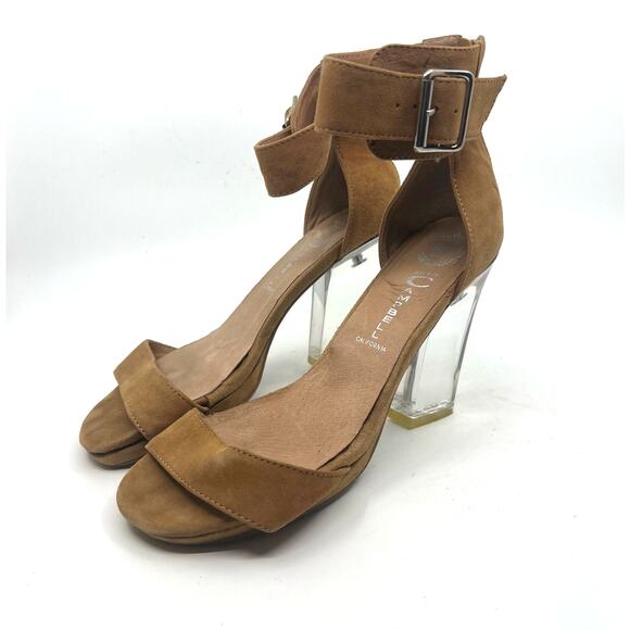 Jeffrey Campbell Brown Suede and Clear Heel Sandals Women's 8 US - Picture 1 of 9